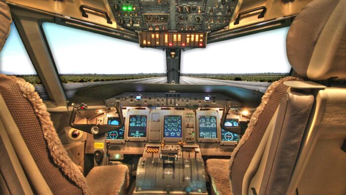 Airplane cockpit zoom background